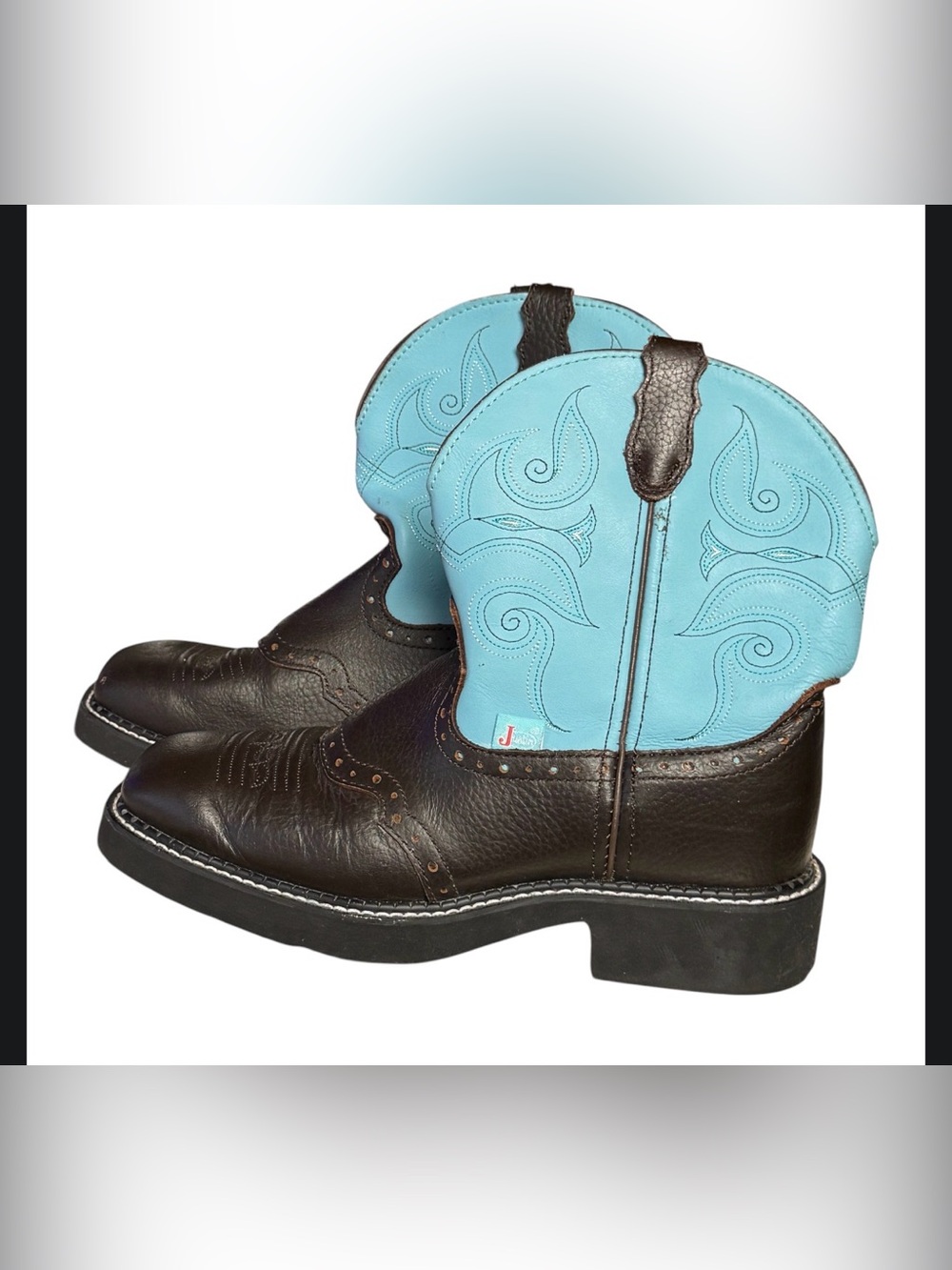 Justin Gypsy Black Square Toe Leather BC9005 Cowboy Western Womens Size 9